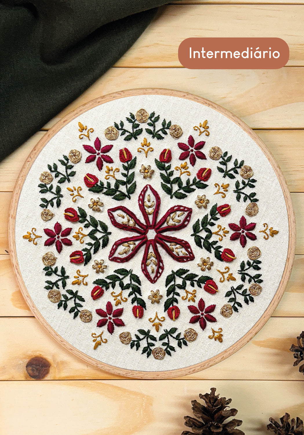 Kit Quero Bordar Mandala Natalina - Material completo + vídeo aulas