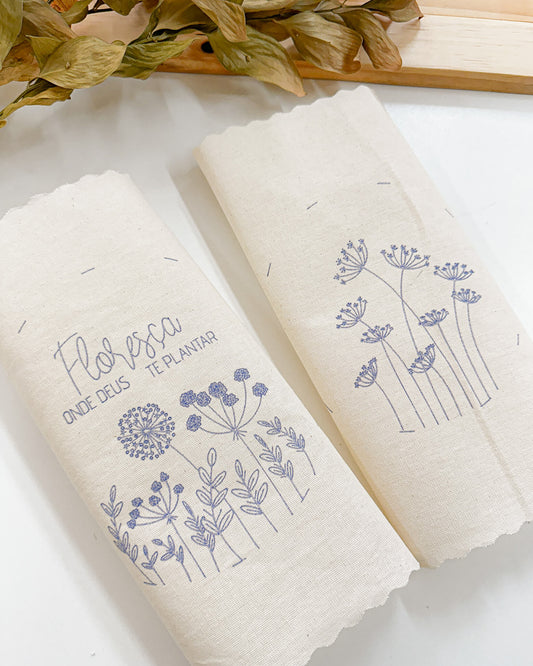 Prontos para Bordar – Kit Tecidos Riscados Floresça