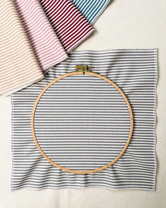 Kit com 5 cortes de algodão com linho estampado 30x30 - listrado