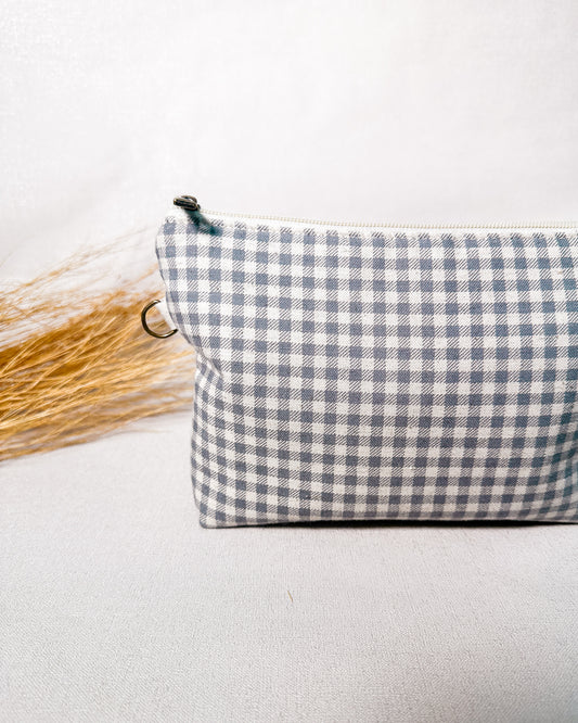 Necessaire Inspira para bordar xadrez azul