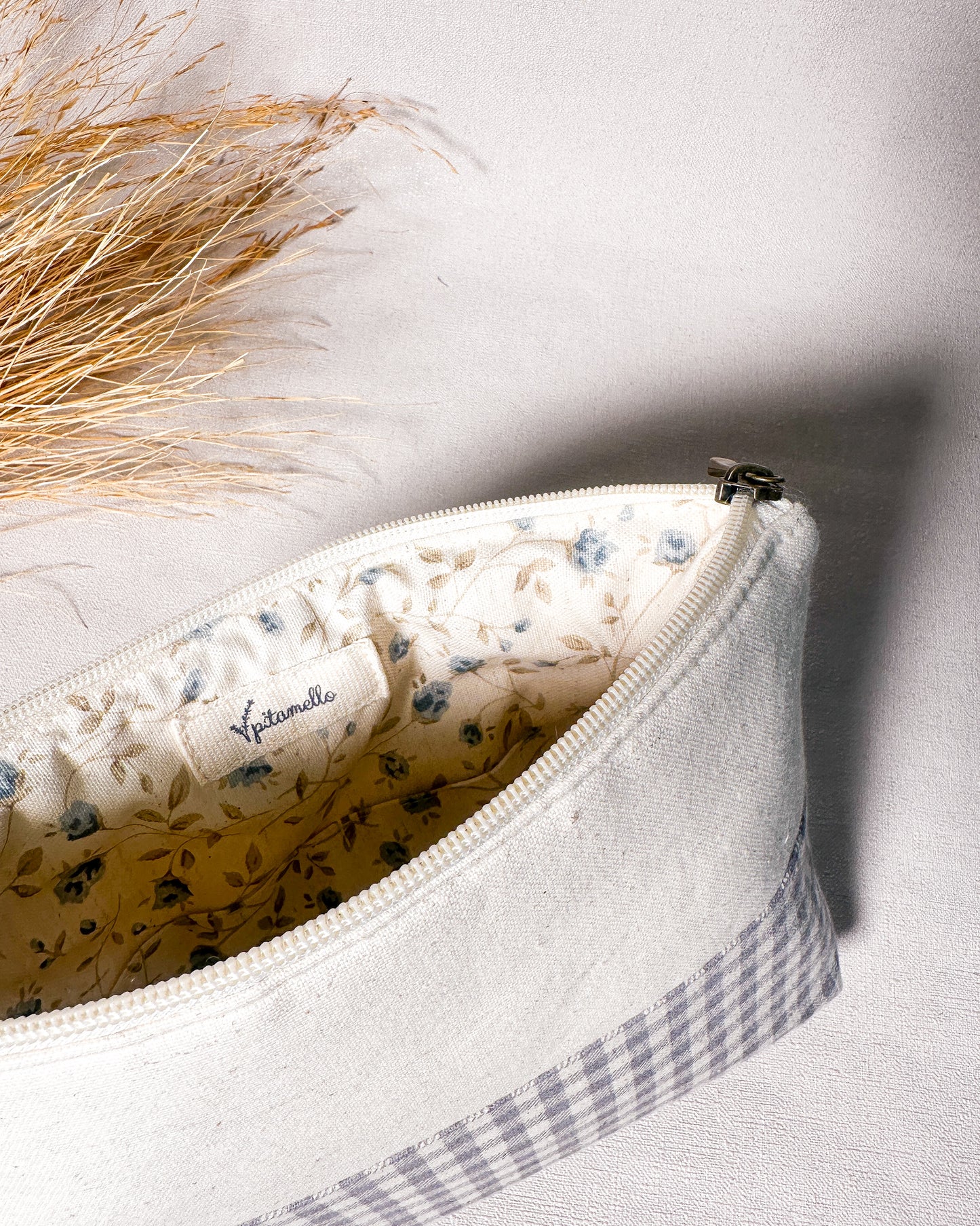 Necessaire Inspira para bordar xadrez azul duo