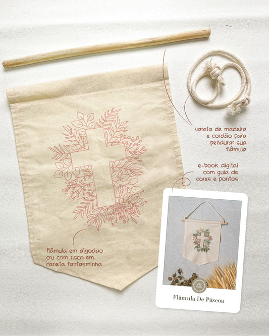 Kit Flâmula de Páscoa Cruz: flâmula riscada + e-book