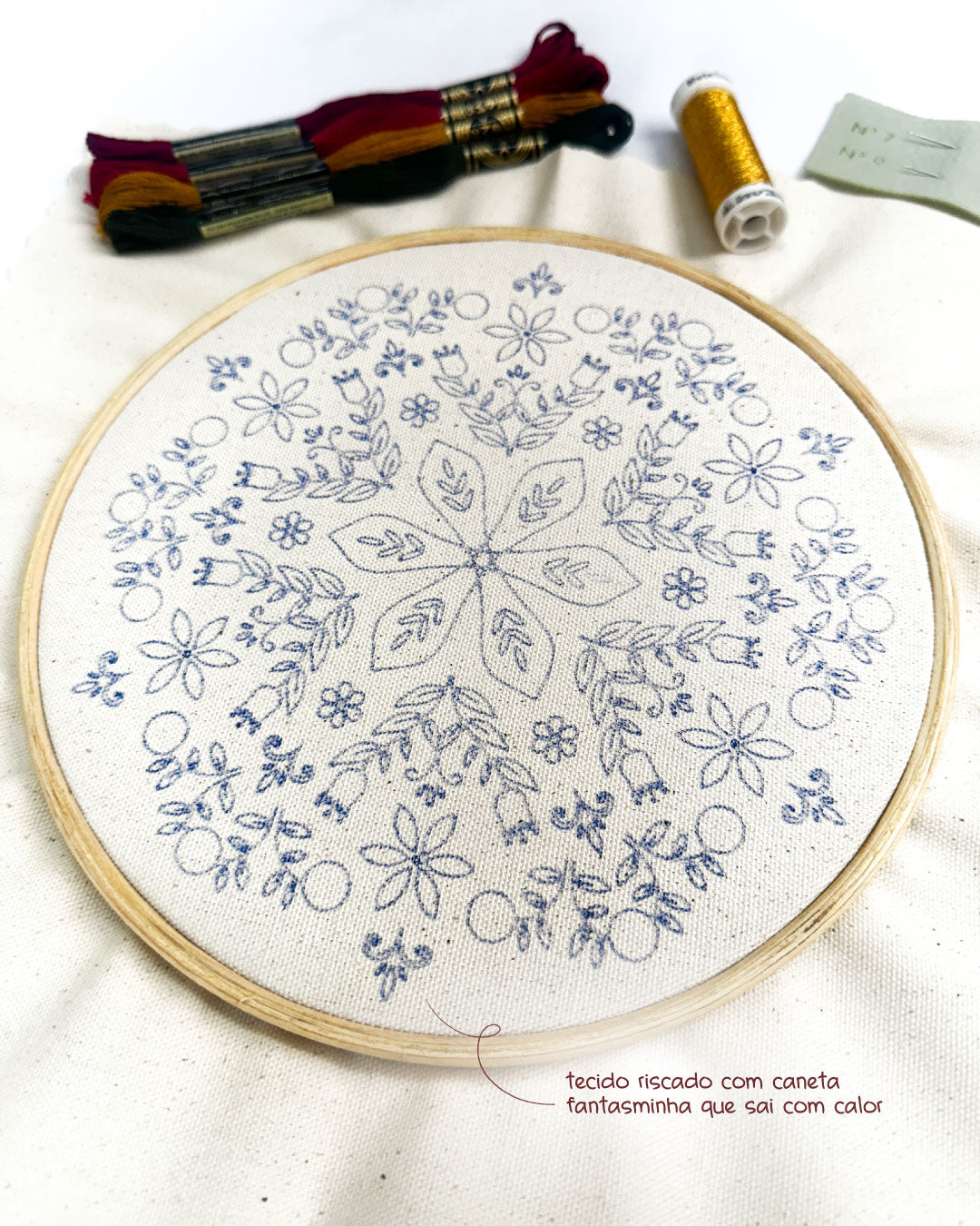 Kit Quero Bordar Mandala Natalina - Material completo + vídeo aulas