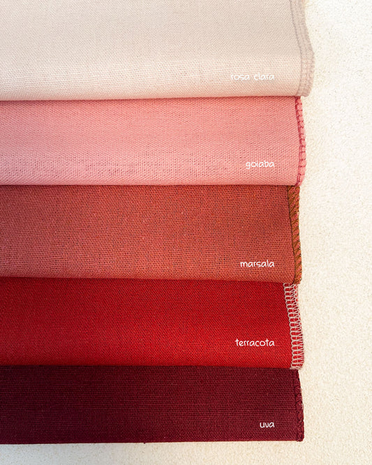 Kit com 5 cortes de linho misto 25x25 - tons de rosa