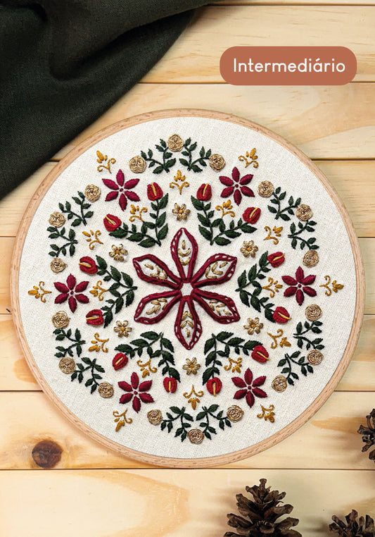 Kit Quero Bordar Mandala Natalina - Material completo + vídeo aulas