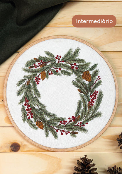 Kit Quero Bordar Guirlanda de Natal - Material completo + vídeo aula