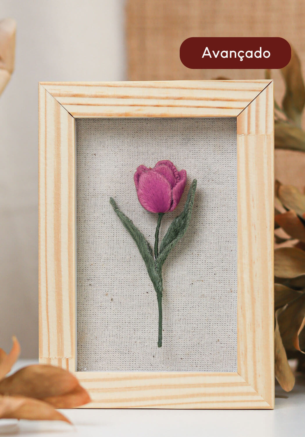 Kit Quero Bordar Tulipa 3D - Material completo + vídeo aulas | Mãos que Criam