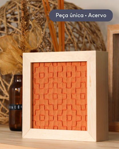 Moldura 10x10 bordada a mão sashiko | Peça única - Acervo