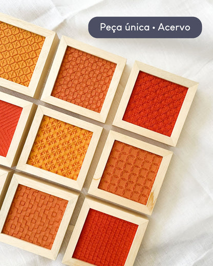 Moldura 10x10 bordada a mão sashiko | Peça única - Acervo