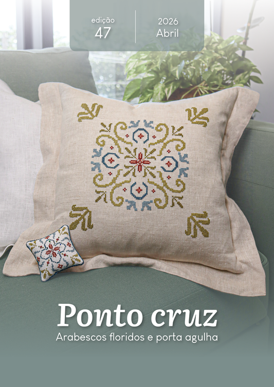 E-book edição 47 - Ponto Cruz Arabescos Floridos - Porta agulha