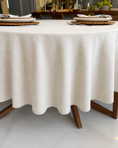 Toalha de Mesa redonda Döhler Clean Linhares Natural