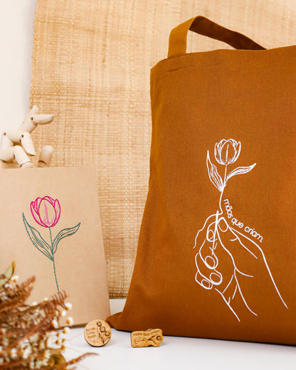 Combo Mãos que Criam - Kit Caderneta Tulipa + Ecobag + Segura Agulha