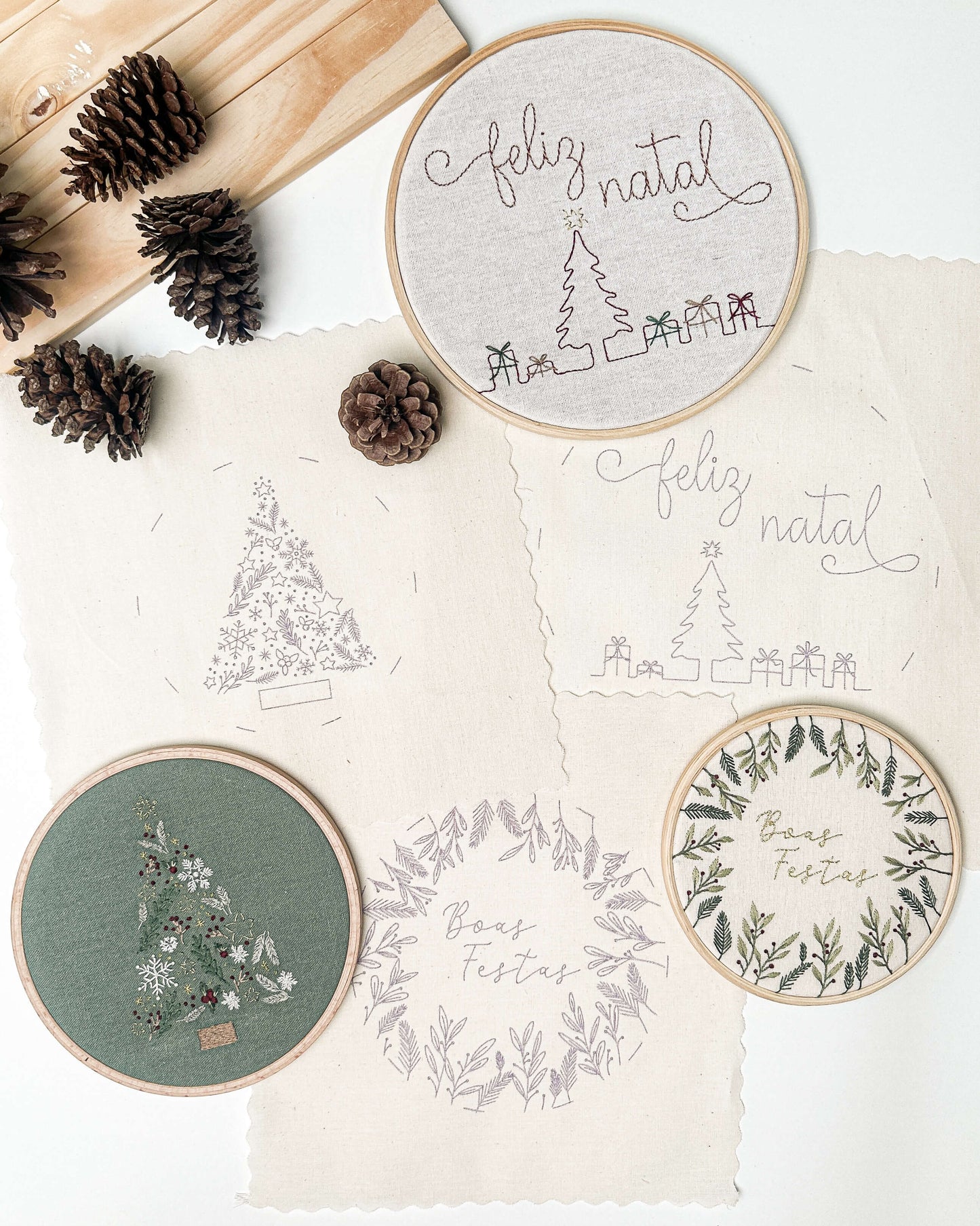 Prontos para Bordar – Kit Tecidos Riscados Especial de Natal