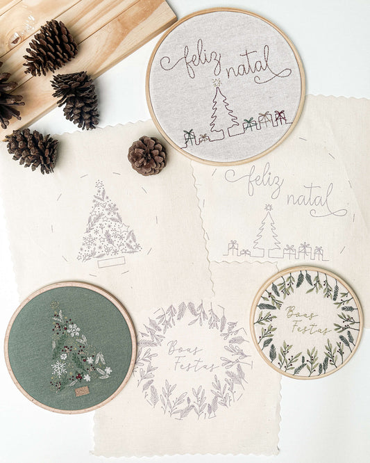 Prontos para Bordar – Kit Tecidos Riscados Especial de Natal