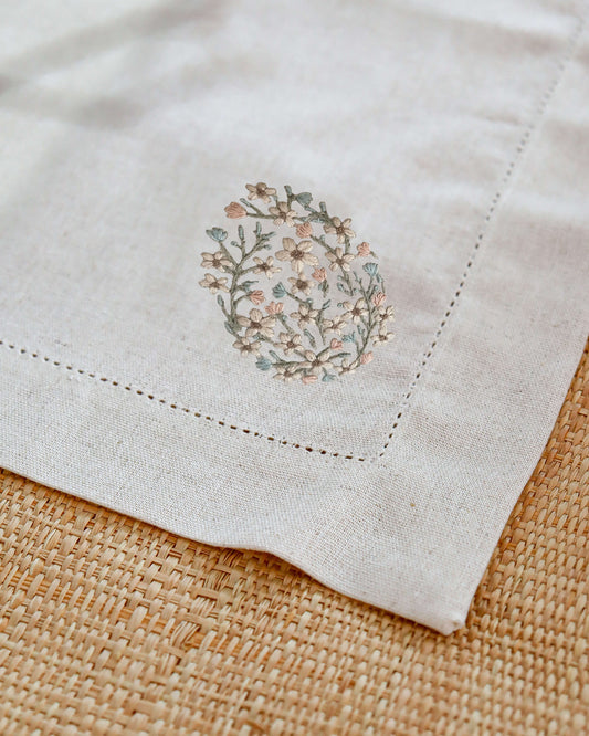 Guardanapo de Páscoa Ovos Floridos: guardanapo + entretela adesiva com risco + e-book