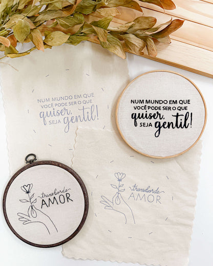 Prontos para Bordar – Kit Tecidos Riscados Gentileza e Amor
