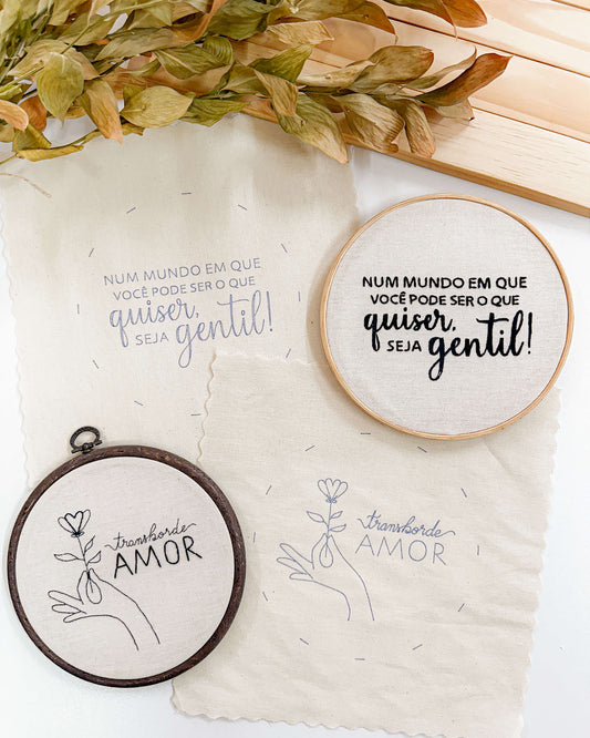Prontos para Bordar – Kit Tecidos Riscados Gentileza e Amor
