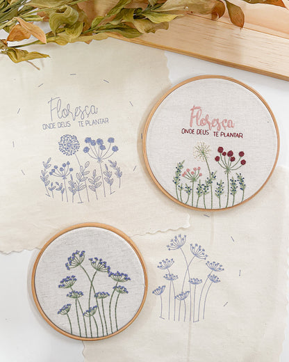 Prontos para Bordar – Kit Tecidos Riscados Floresça