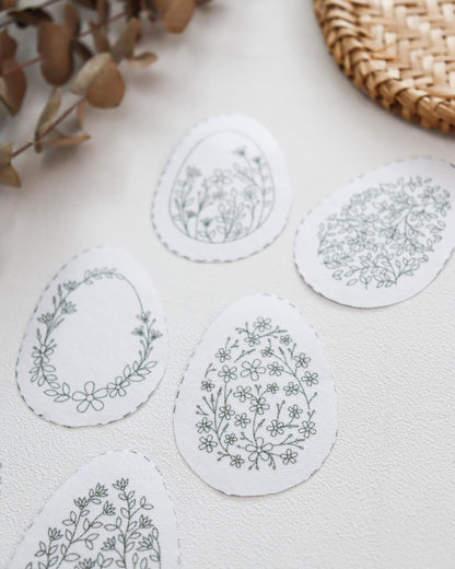 Ovos Floridos: entretela adesiva com risco impresso + e-book