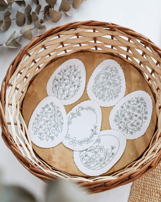 Ovos Floridos: entretela adesiva com risco impresso + e-book