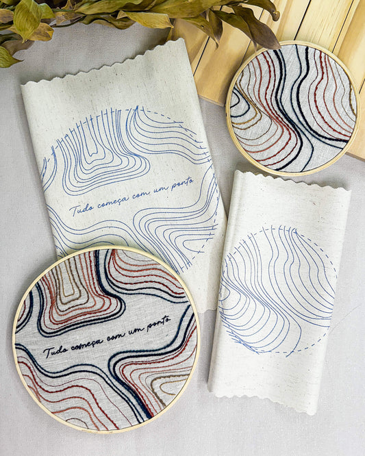 Kit de Tecidos com Risco Impresso para Bastidores Ed. 45 - Pontos que Revelam