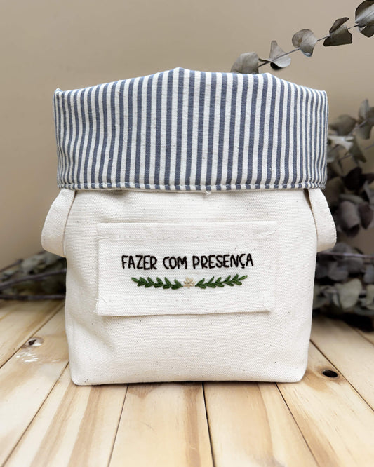 Cesta Inspira para bordar listrada grafite duo