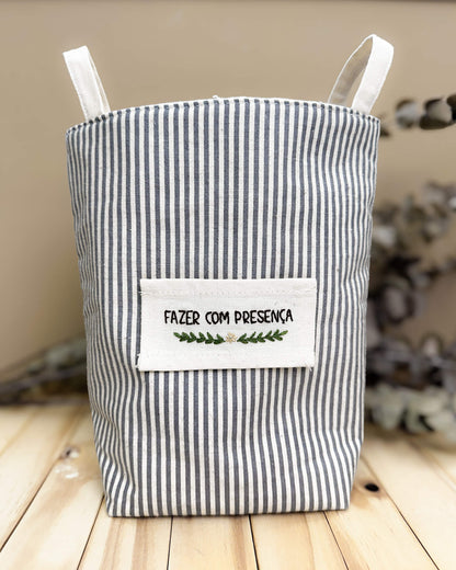 Cesta Inspira para bordar listrada grafite duo
