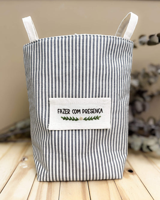 Cesta Inspira para bordar listrada grafite duo