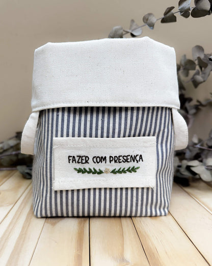 Cesta Inspira para bordar listrada grafite duo