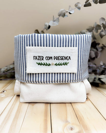 Cesta Inspira para bordar listrada grafite duo