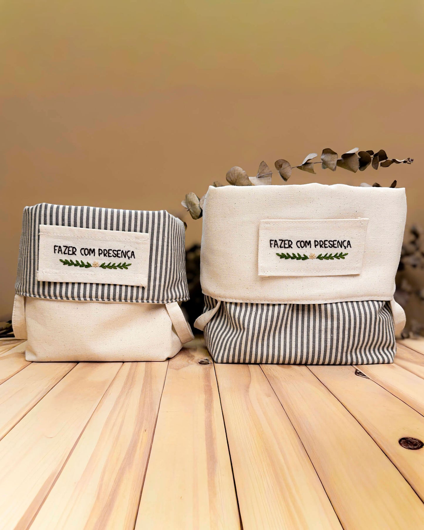 Cesta Inspira para bordar listrada grafite duo