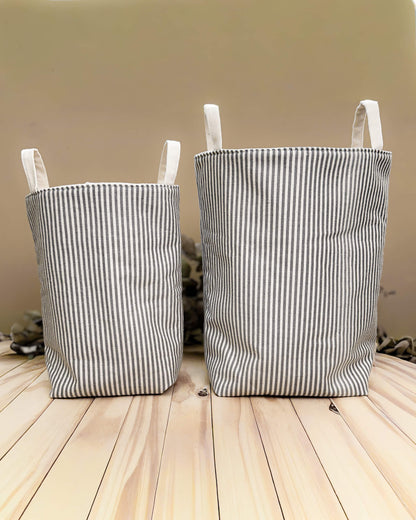 Cesta Inspira para bordar listrada grafite duo