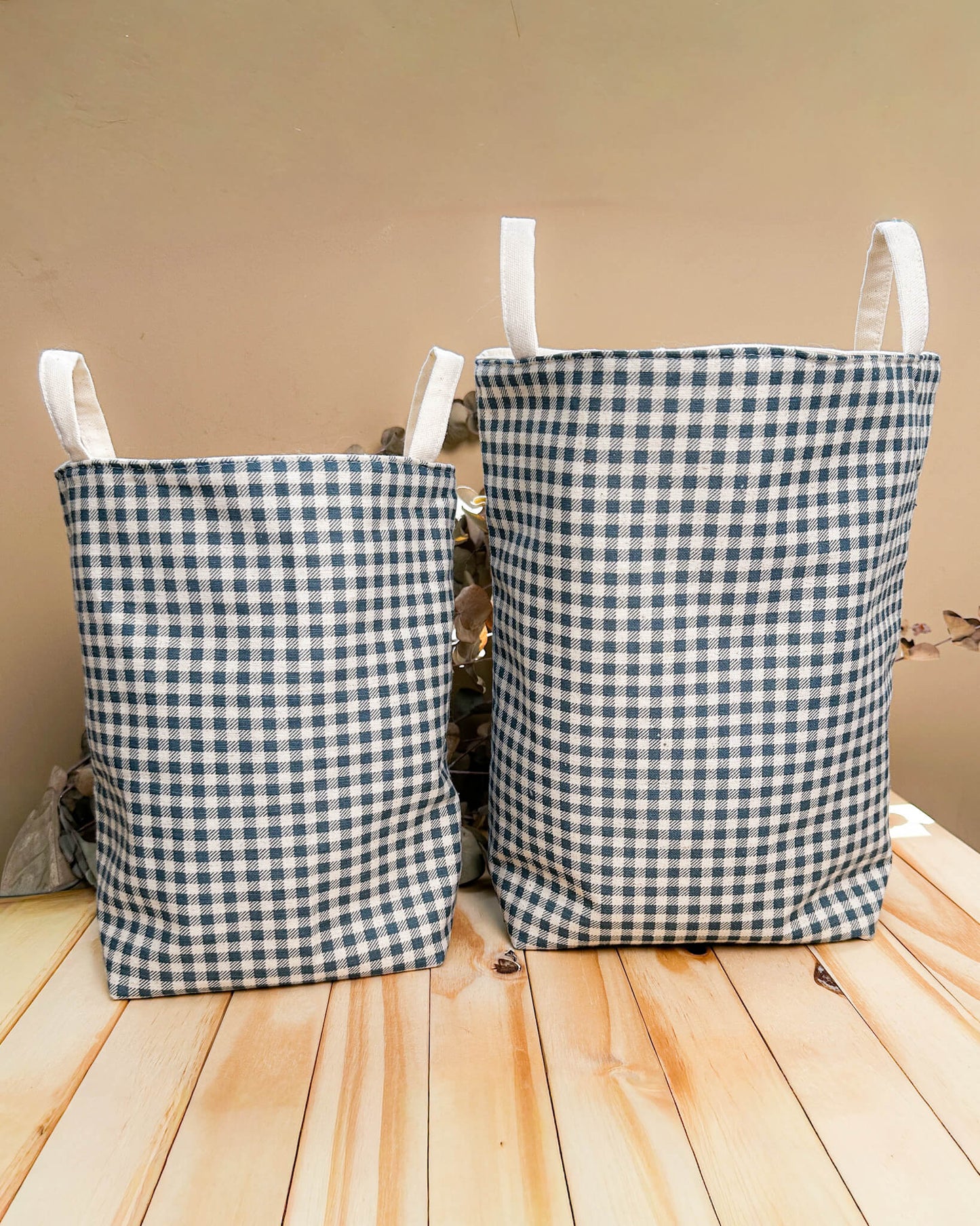 Cesta Inspira para bordar xadrez petróleo duo