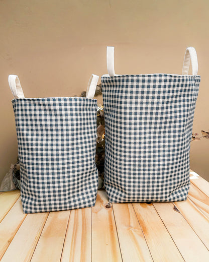 Cesta Inspira para bordar xadrez petróleo duo