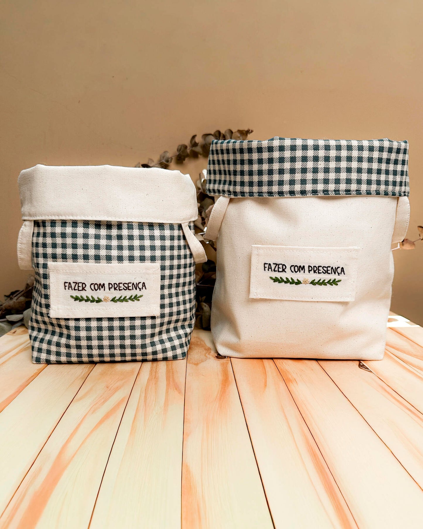 Cesta Inspira para bordar xadrez petróleo duo