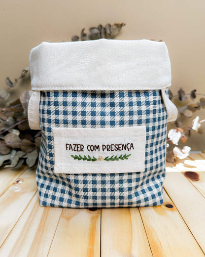 Cesta Inspira para bordar xadrez petróleo duo