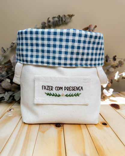 Cesta Inspira para bordar xadrez petróleo duo