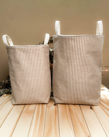 Cesta Inspira para bordar listrada bege duo