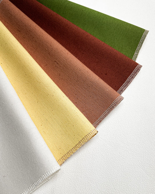 Kit com 5 cortes de algodão com linho 25x25 - tons terrossos