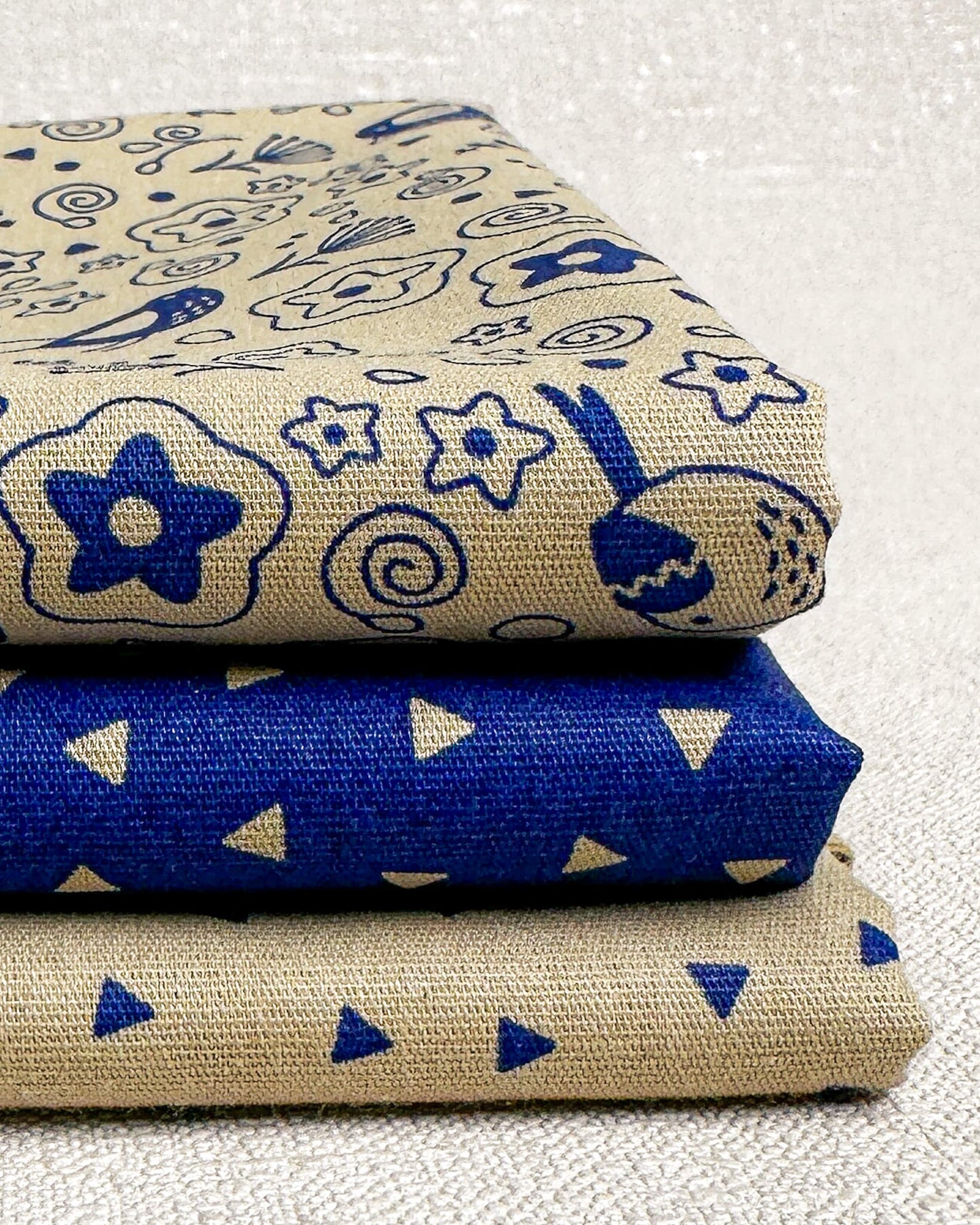3 cortes Fat quarter de tricoline estampado azul
