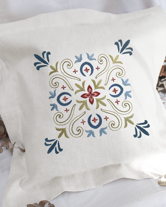 Floret - Capa de almofada optical white + entretela adesiva com risco + e-book