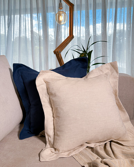 Capa de almofada linho Mediterrâneo - Trama Viva