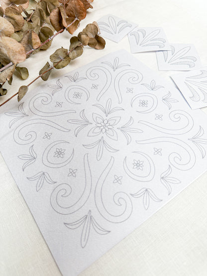 Capa de almofada optical white + entretela adesiva com risco + E-book Coleção Floret