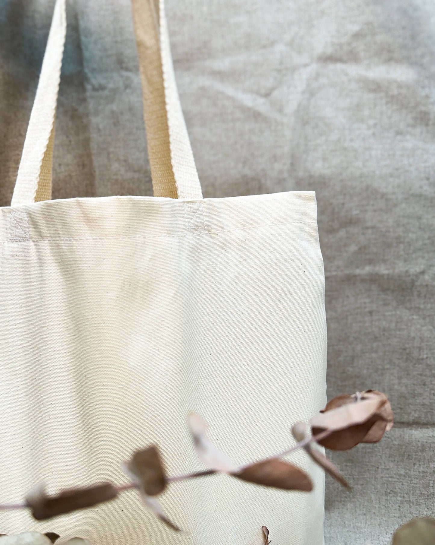 Ecobag em sarja de algodão cru com fundo
