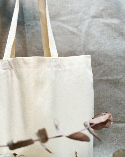 Ecobag em sarja de algodão cru com fundo