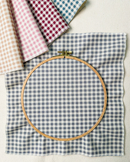 Kit com 5 cortes de algodão com linho estampado 30x30 - xadrez