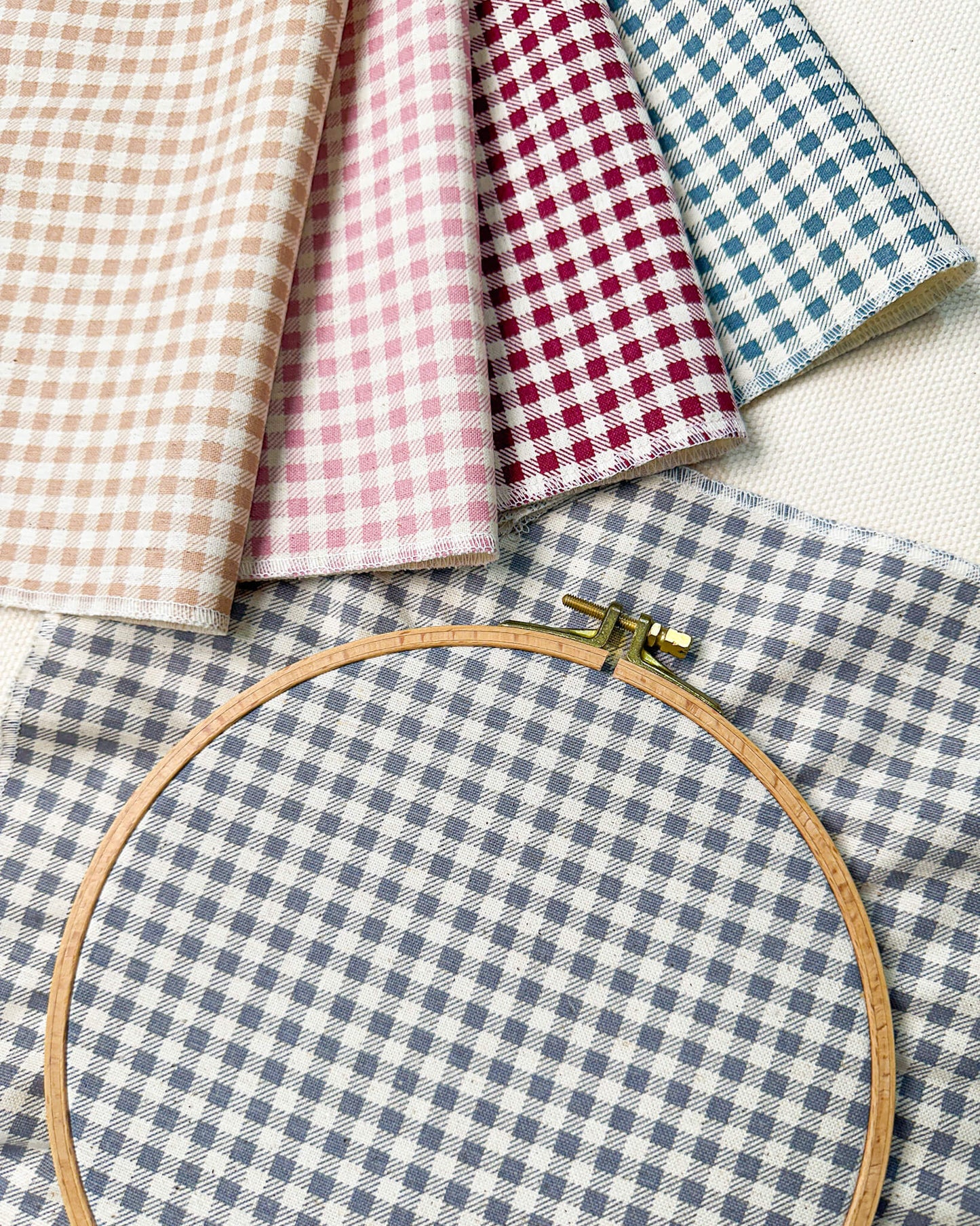Kit com 5 cortes de algodão com linho estampado 30x30 - xadrez