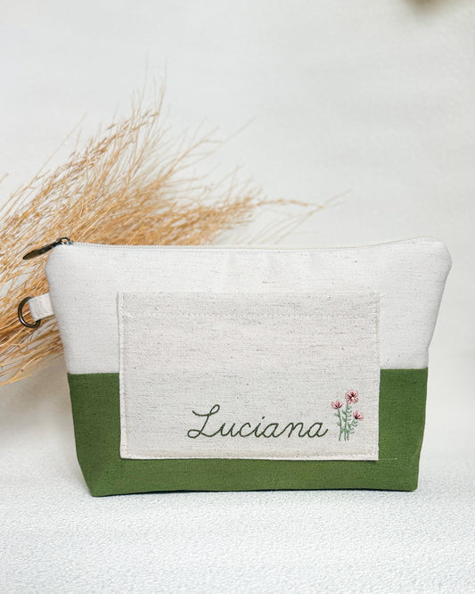 Nécessaire Inspira para bordar verde oliva duo