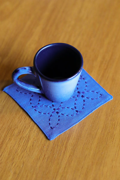 Jogo americano e porta copo bordados a mão sashiko | Peça única - Acervo