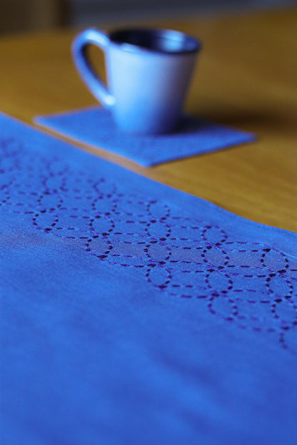 Jogo americano e porta copo bordados a mão sashiko | Peça única - Acervo